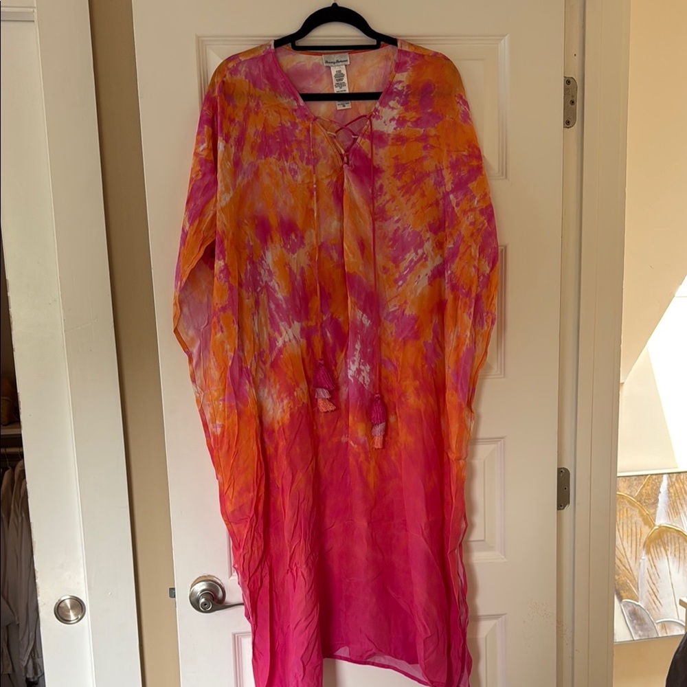 Tommy Bahama Pink and Orange Coverup/Kaftan S/M